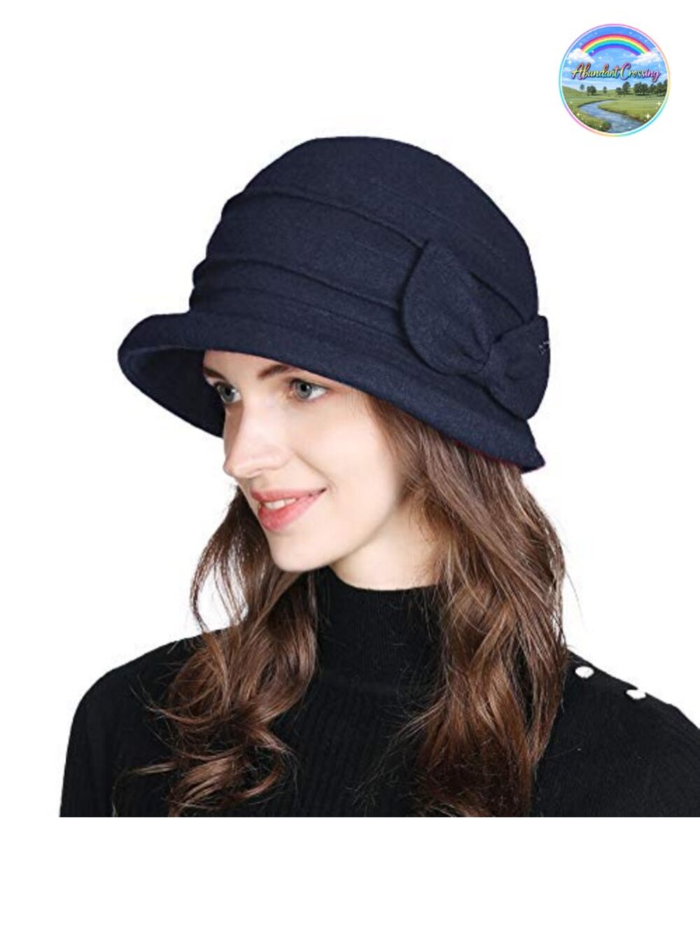 Wool Cloche Hat Vintage 1920s Winter Adjustable Foldable Women's